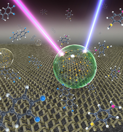 Artistic illustration showing an ultrasensitive detection platform termed slippery liquid infused porous surface-enhanced Raman scattering (SLIPSERS). In this platform, an aqueous or oil droplet containing gold nanoparticles and captured analytes is allowed to evaporate on a slippery substrate, leading to the formation of a highly compact nanoparticle aggregate for surface enhanced Raman scattering (SERS) detection. Image: Shikuan Yang, Birgitt Boschitsch Stogin and Tak-Sing Wong/Penn State 艺术插图显示出一种超灵敏检测平台称为滑液注入多孔表面增强喇曼散射(SLIPSERS)。在这个平台上,水或油滴含金纳米粒子和捕获分析物是允许蒸发滑衬底,形成一个高度紧凑的纳米颗粒骨料表面增强喇曼散射(ser)检测。图片:Shikuan杨Birgitt Boschitsch Stogin和黄Tak-Sing /宾夕法尼亚州立大学