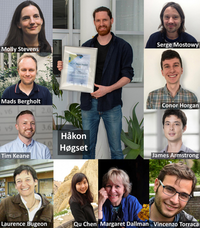 Gold winner Håkon Høgset (now at the Hybrid Technology Hub at the University of Oslo, Norway) surrounded by his co-authors from Imperial College London and the London School of Hygiene & Tropical Medicine (UK). © Håkon Høgset, Hybrid Technology Hub at the University of Oslo, Norway