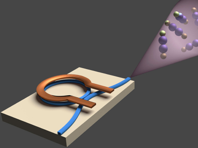 Schematic of silicon microresonator generating a frequency comb that samples molecules for chemical identification. Credit: Alexander Gaeta/Columbia Engineering