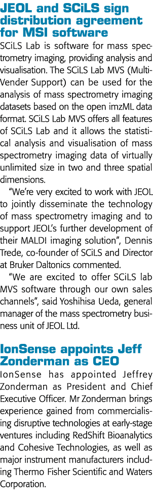 JEOL and SCiLS sign distribution agreement for MSI software SCiLS Lab is software for mass spectrometry imaging, prov