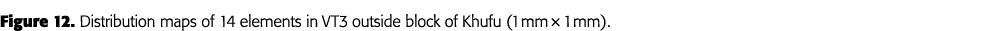 Figure 12  Distribution maps of 14 elements in VT3 outside block of Khufu (1 mm   1 mm)