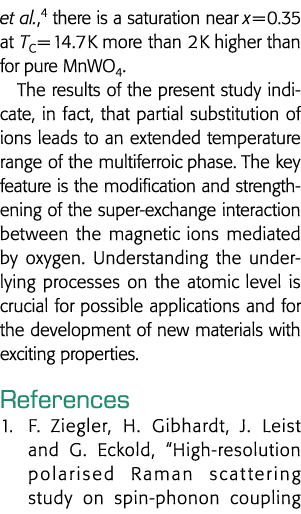 et al ,4 there is a saturation near x   0 35 at TC   14 7 K more than 2 K higher than for pure MnWO4  The results of