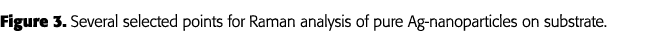 Figure 3  Several selected points for Raman analysis of pure Ag-nanoparticles on substrate
