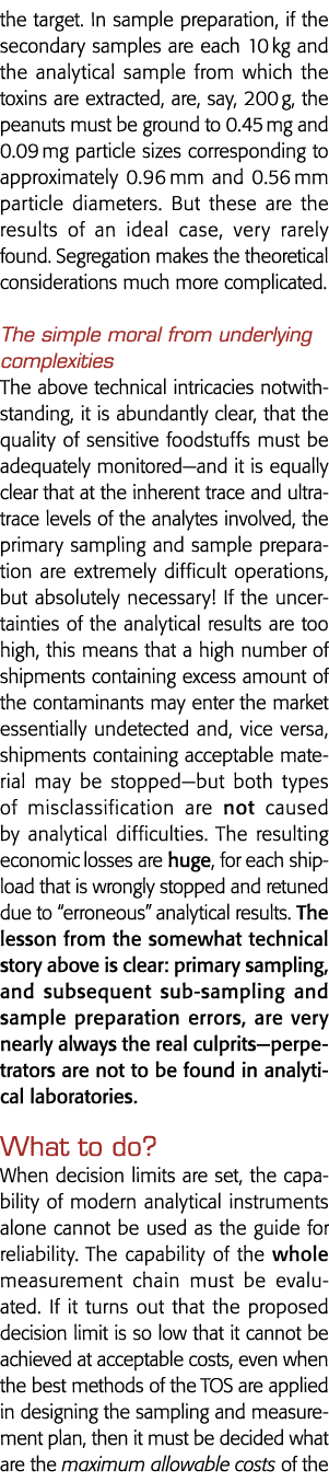 the target  In sample preparation, if the secondary samples are each 10 kg and the analytical sample from which the t