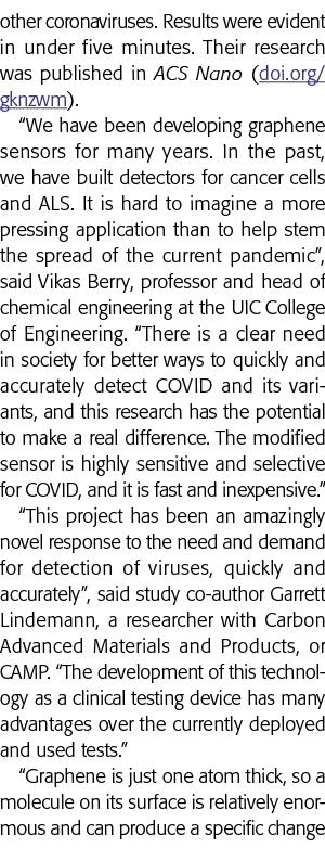other coronaviruses  Results were evident in under five minutes  Their research was published in ACS Nano (doi org gk