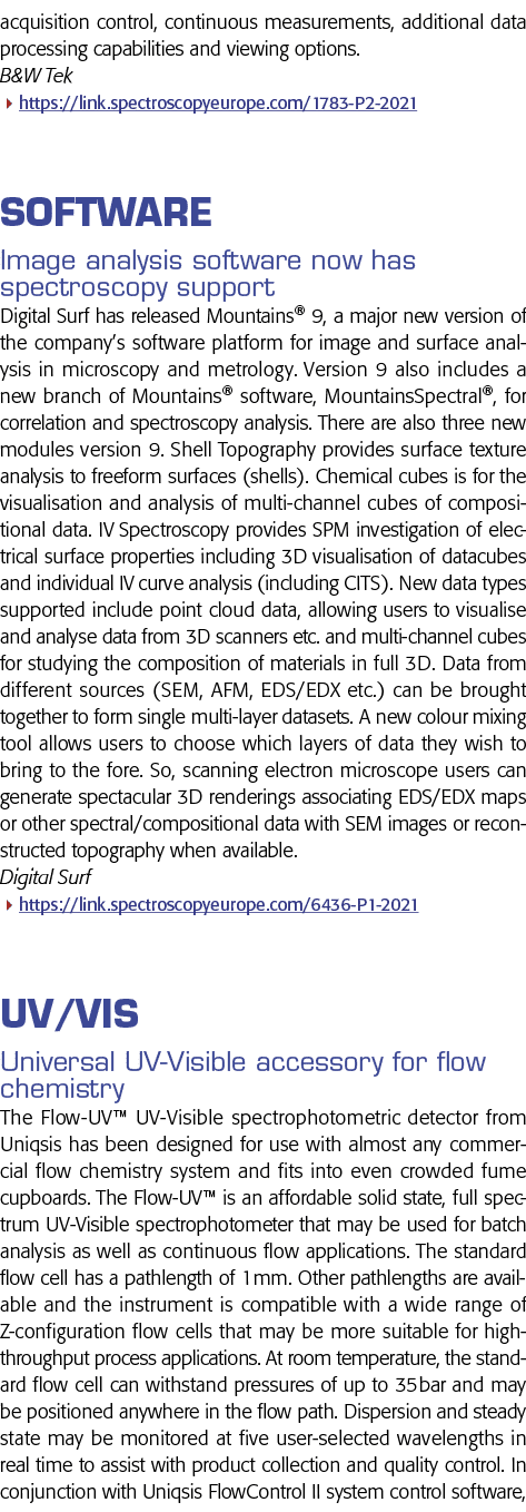 acquisition control, continuous measurements, additional data processing capabilities and viewing options  B&W Tek