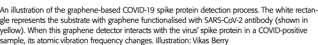 An illustration of the graphene-based COVID-19 spike protein detection process  The white rectangle represents the su