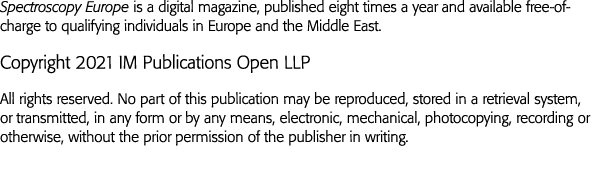 Spectroscopy Europe is a digital magazine, published eight times a year and available free-of-charge to qualifying in