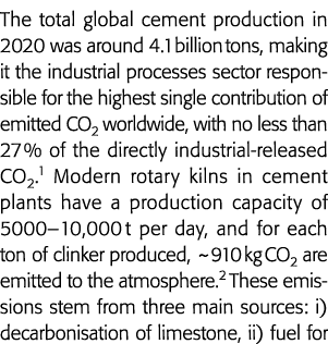 2020年全球水泥总产量约10亿吨,使其成为工业过程领域res