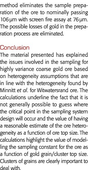 矿石的方法消除了样品制备名义上传递106屏幕火试金法,海拔76米