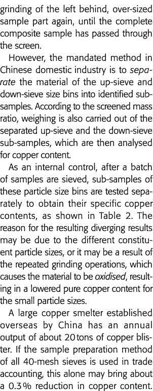 留下的研磨、超大型的示例部分再一次,直到完成综合样本已通过