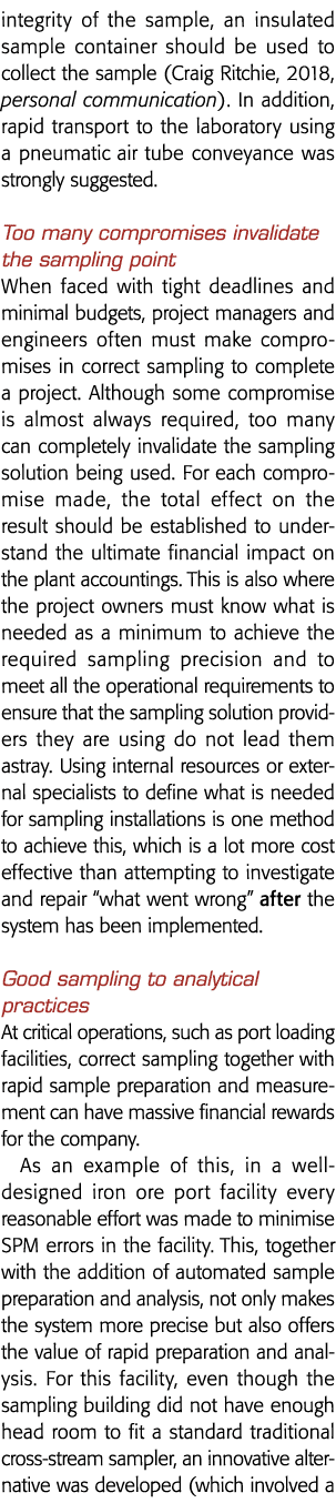 完整的样品,应该使用一个绝缘样品容器收集样本(2018年,克雷格•里奇