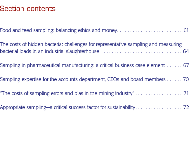 食品和饲料采样部分内容:61年平衡道德和金钱的成本隐藏的细菌:挑战r
