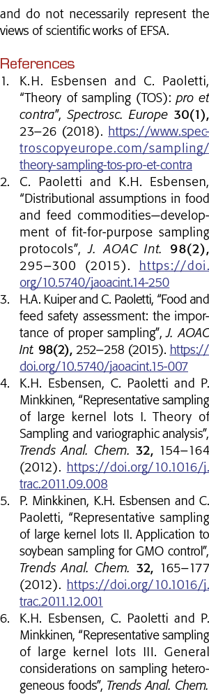,不一定代表欧洲食品安全署的科学著作的观点引用1 K H Esbensen和C Paoletti,