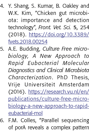 4 Y商,库马尔,B奥克利和W K金,鸡肠道微生物群:重要性和检测技术,前面