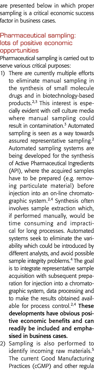 下面是适当的取样是一个关键的经济业务案例制药成功因素