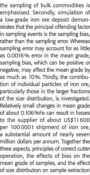 大宗商品的抽样是强调其次,低品位铁矿的仿真演示了那