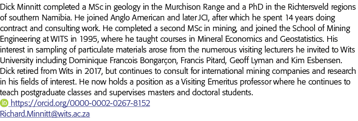 迪克Minnitt完成了MSc Murchison的地质范围和博士学位Richtersveld Nami南部地区