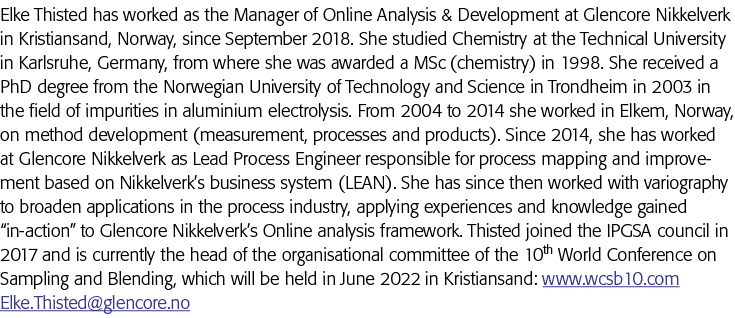 Elke饥渴慕义曾经理在线分析与开发在克里斯蒂安桑嘉能可Nikkelverk Norwa