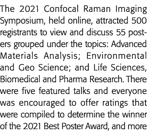 2021年共焦拉曼成像研讨会,在线举行,吸引了500名注册者查看并讨论55海报组织