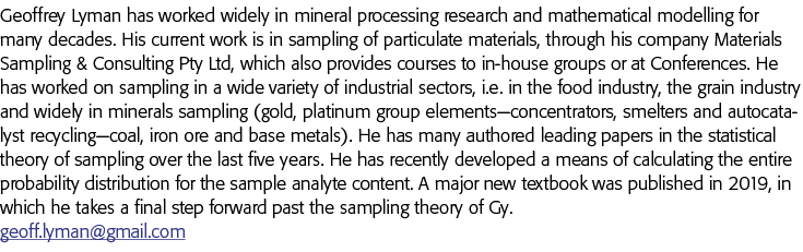 杰弗里·莱曼曾广泛在矿物加工研究和数学建模几十年来他的咕咕叫