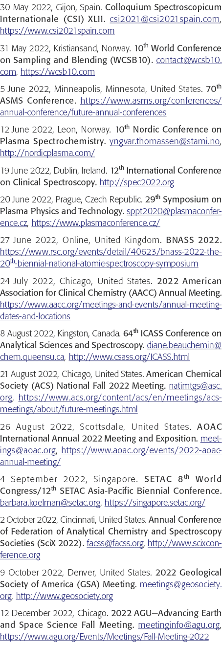 2022年5月30日,希洪,西班牙讨论会Spectroscopicum国际歌(CSI)四十二csi2021 csi2021spain com, https: ww
