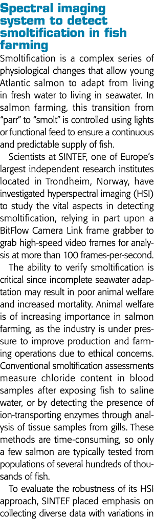 光谱成像系统探测到在养鱼smoltification smoltification是一系列复杂的生理