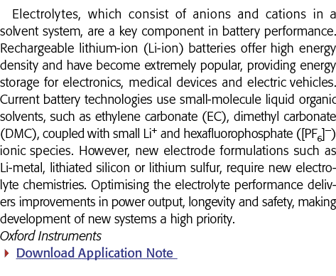 电解质,由阴离子和阳离子在溶剂系统中,电池性能的一个关键组件再保险