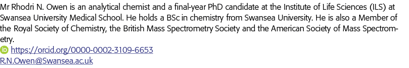 罗德尼N欧文先生是一个分析化学家和生命科学研究所的毕业博士生(ILS)