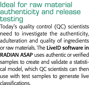 理想的原材料真实性和发布测试今天年代质量控制(QC)科学家需要调查t