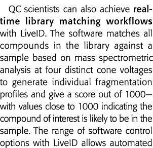 QC科学家还可以实现实时库匹配与LiveID工作流软件匹配所有化合物