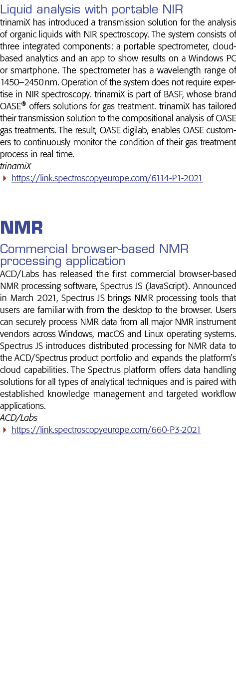 液体与便携式近红外光谱分析trinamiX介绍了传输解决方案的分析有机液体