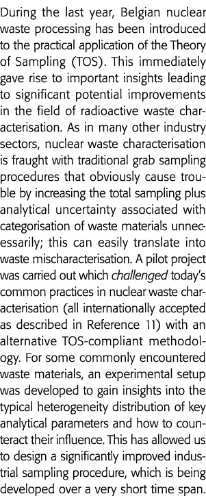 在去年,比利时核废料处理引入了理论的实际应用