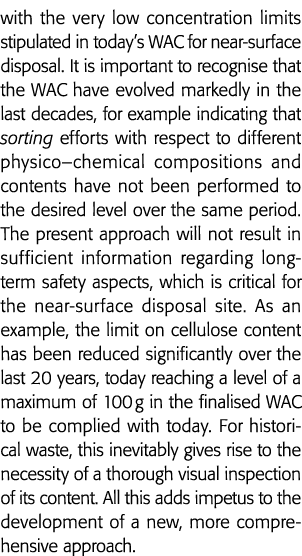 与非常低的浓度限制规定在当今WAC近地表处置recogn是很重要的