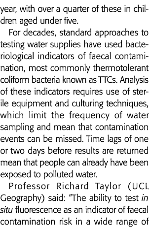 年,超过四分之一的五岁以下儿童几十年来,标准方法测试水一口