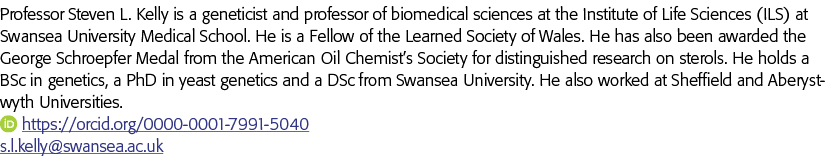 教授史蒂文·L·凯利是一个生物医学科学研究所的遗传学家和教授生命科学(盲降