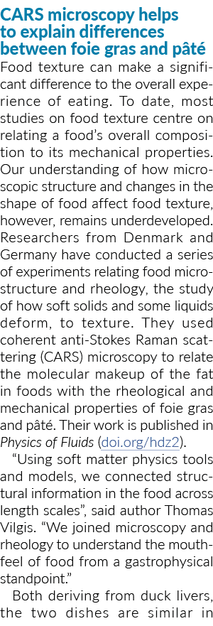 CARS microscopy helps to explain differences between foie gras and pâté Food texture can make a significant differenc