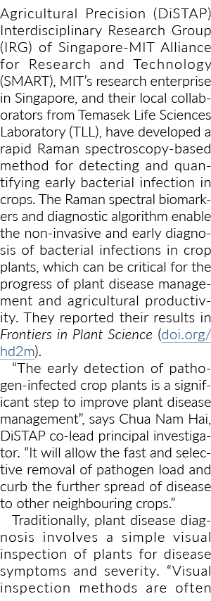 Agricultural Precision (DiSTAP) Interdisciplinary Research Group (IRG) of Singapore-MIT Alliance for Research and Tec