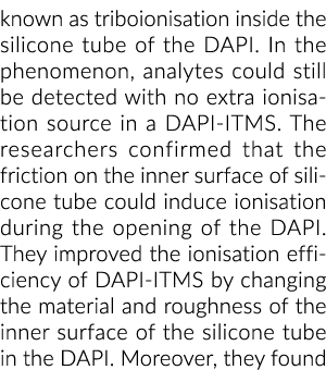 known as triboionisation inside the silicone tube of the DAPI  In the phenomenon, analytes could still be detected wi