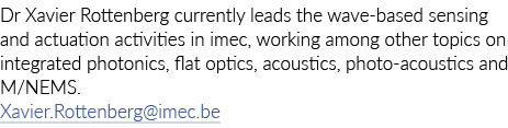 Dr Xavier Rottenberg currently leads the wave-based sensing and actuation activities in imec, working among other top
