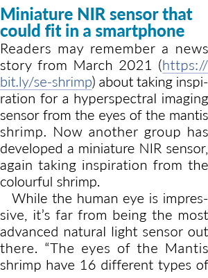 Miniature NIR sensor that could fit in a smartphone Readers may remember a news story from March 2021 (https:  bit ly