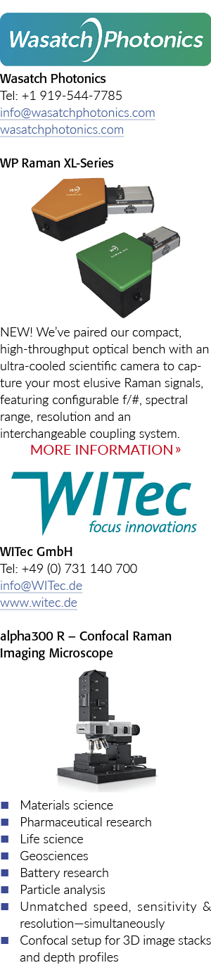 瓦萨奇光子学电话:+ 1 919-544-7785信息wasatchphotonics com wasatchphotonics com WP Raman XL-Series      NEW