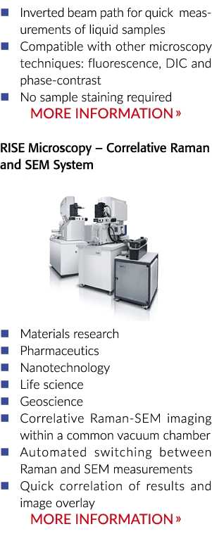 Inverted beam path for quick measurements of liquid samples   Compatible with other microscopy techniques: fluoresc