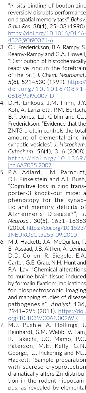 原位绑定的溥敦锌可逆地扰乱了表现空间记忆任务时,大脑Behav Res 38 (1), 2