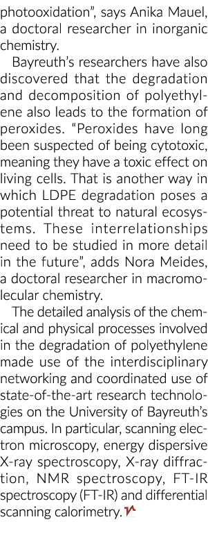 光致氧化说,阿尼卡Mauel,无机化学博士研究员拜罗伊特年代研究人员也说