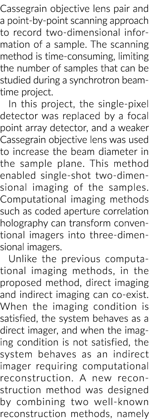 卡塞格伦望远镜物镜组和逐点扫描方法记录的桑普的二维信息