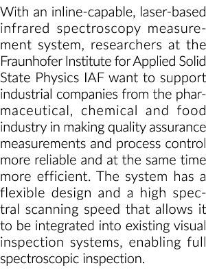 inline-capable,激光红外光谱测量系统,弗劳恩霍夫研究所的研究人员半岛综合体育官方APP下载德甲