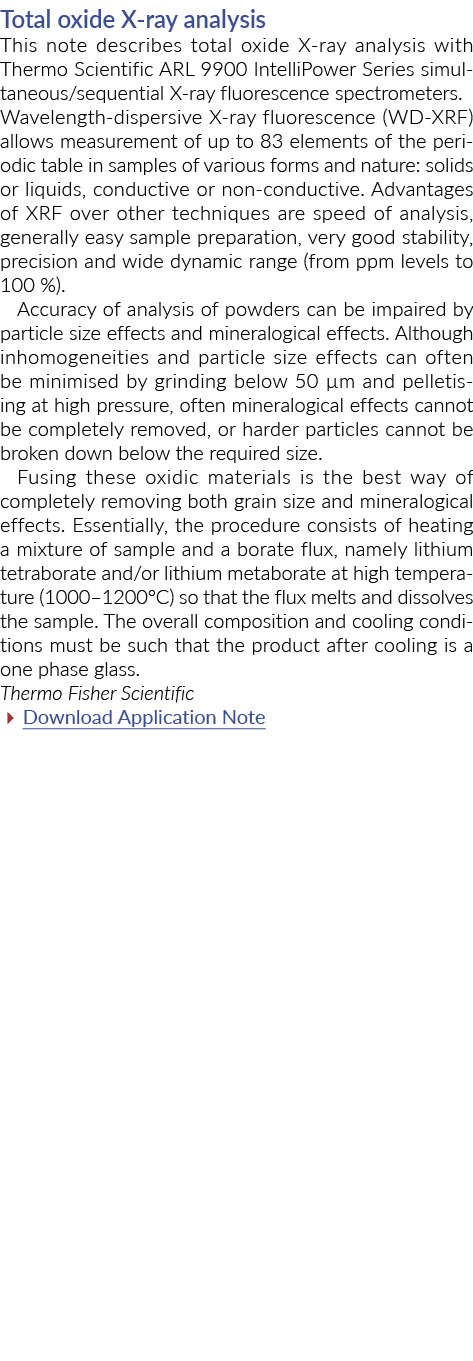 总氧化x射线分析这注意描述总氧化x射线分析与热科学9900 IntelliPowe陆军研究实验室