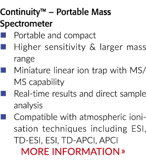 连续性便携式质谱仪便携式和紧凑的高灵敏度和较大的质量范围小