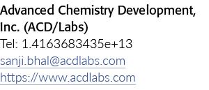 高级化学发展公司(ACD实验室)电话:1 4163683435 e + 13的山bhal acdlabs com https: www acdlabs com